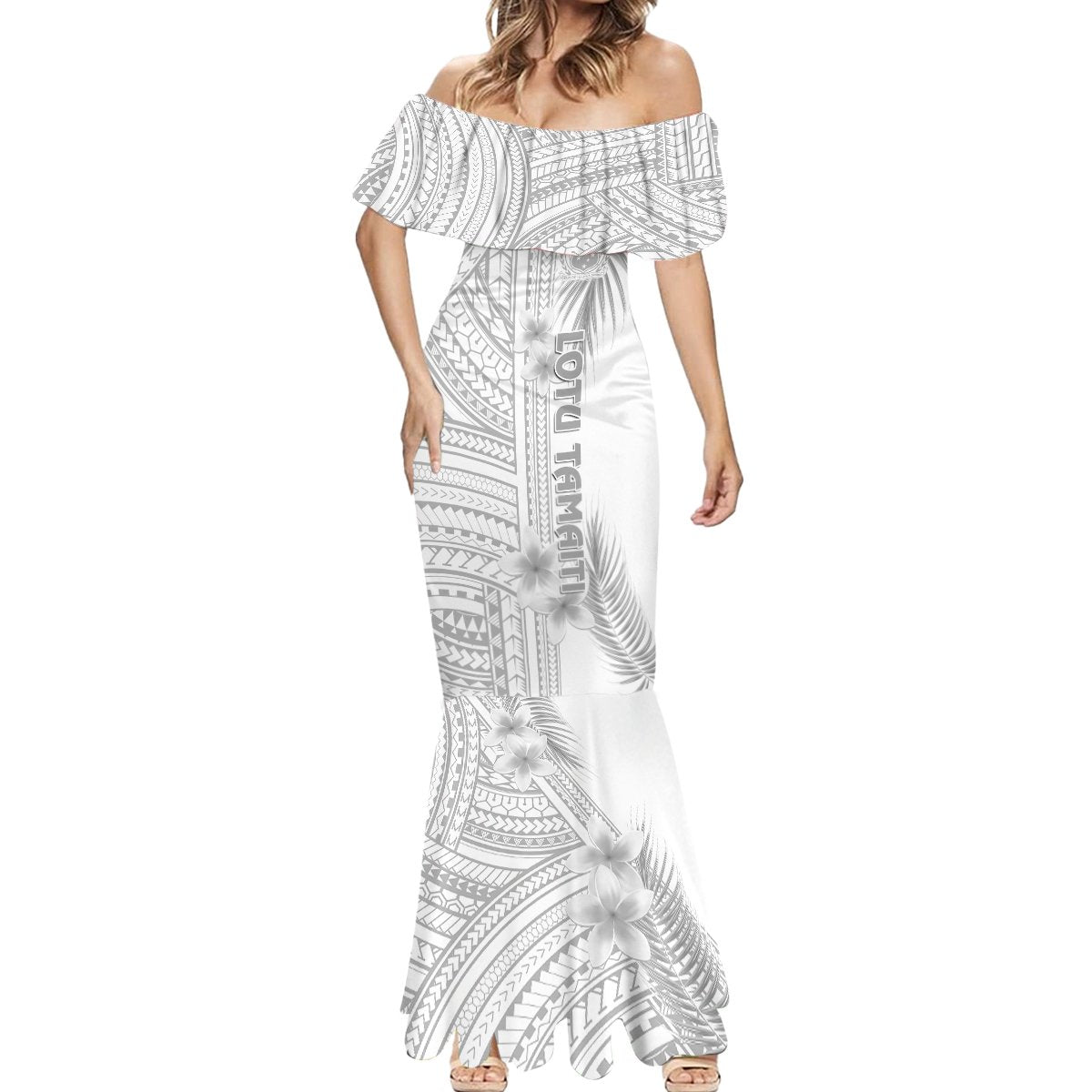 personalised-samoa-white-sunday-mermaid-dress-manuia-le-aso-sa-o-tamaiti-polynesian-plumeria