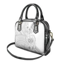 Personalised Samoa White Sunday Shoulder Handbag Manuia le Aso Sa o Tamaiti Polynesian Plumeria LT14 - Polynesian Pride