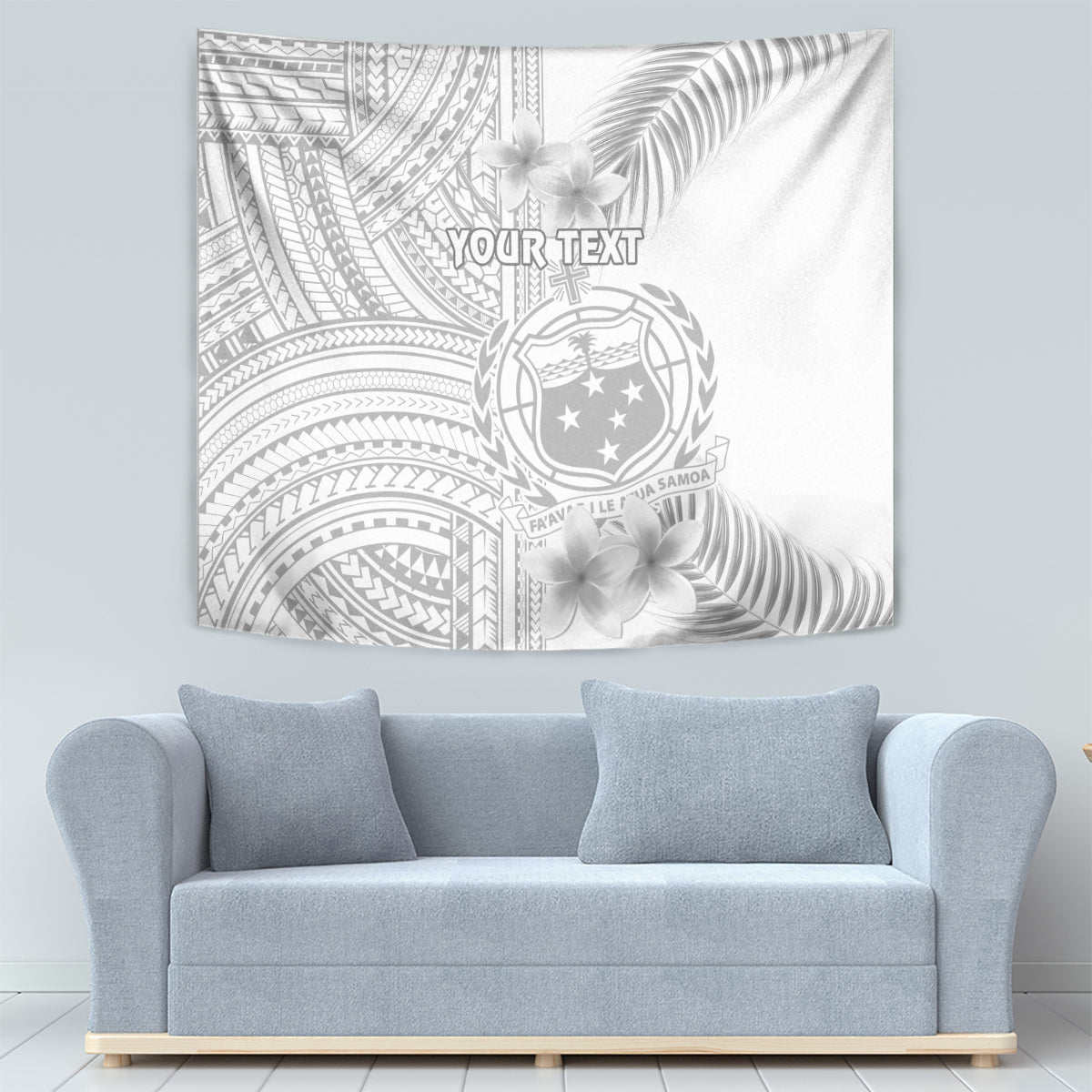 Personalised Samoa White Sunday Tapestry Manuia le Aso Sa o Tamaiti Polynesian Plumeria LT14 - Polynesian Pride