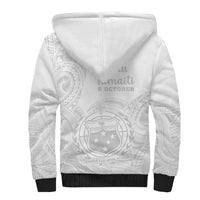Samoa White Sunday Sherpa Hoodie Lotu Tamaiti 2023 With Coat Of Arms LT14 - Polynesian Pride