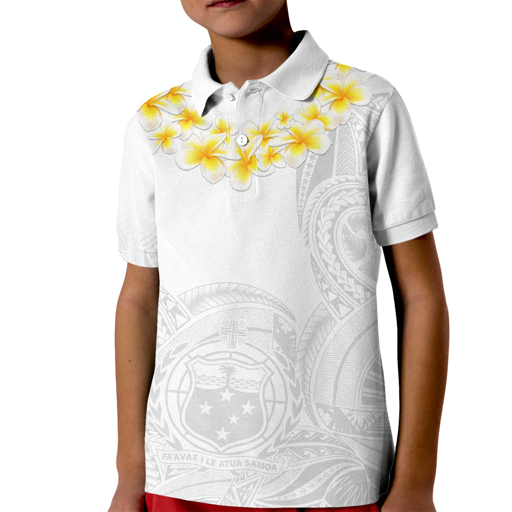Personalised Samoa White Sunday Kid Polo Shirt Lotu Tamaiti 2023 With Coat Of Arms LT14 Kid White - Polynesian Pride