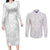 Polynesia White Sunday Couples Matching Long Sleeve Bodycon Dress and Long Sleeve Button Shirts Polynesian Pattern With Tropical Flowers LT14 White - Polynesian Pride