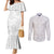 Polynesia White Sunday Couples Matching Mermaid Dress and Long Sleeve Button Shirts Polynesian Pattern With Tropical Flowers LT14 White - Polynesian Pride