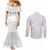 Polynesia White Sunday Couples Matching Mermaid Dress and Long Sleeve Button Shirts Polynesian Pattern With Tropical Flowers LT14 - Polynesian Pride