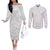 Polynesia White Sunday Couples Matching Off The Shoulder Long Sleeve Dress and Long Sleeve Button Shirts Polynesian Pattern With Tropical Flowers LT14 White - Polynesian Pride