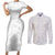 Polynesia White Sunday Couples Matching Short Sleeve Bodycon Dress and Long Sleeve Button Shirts Polynesian Pattern With Tropical Flowers LT14 White - Polynesian Pride