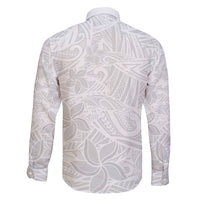 Polynesia White Sunday Family Matching Long Sleeve Bodycon Dress and Hawaiian Shirt Polynesian Pattern With Tropical Flowers LT14 - Polynesian Pride