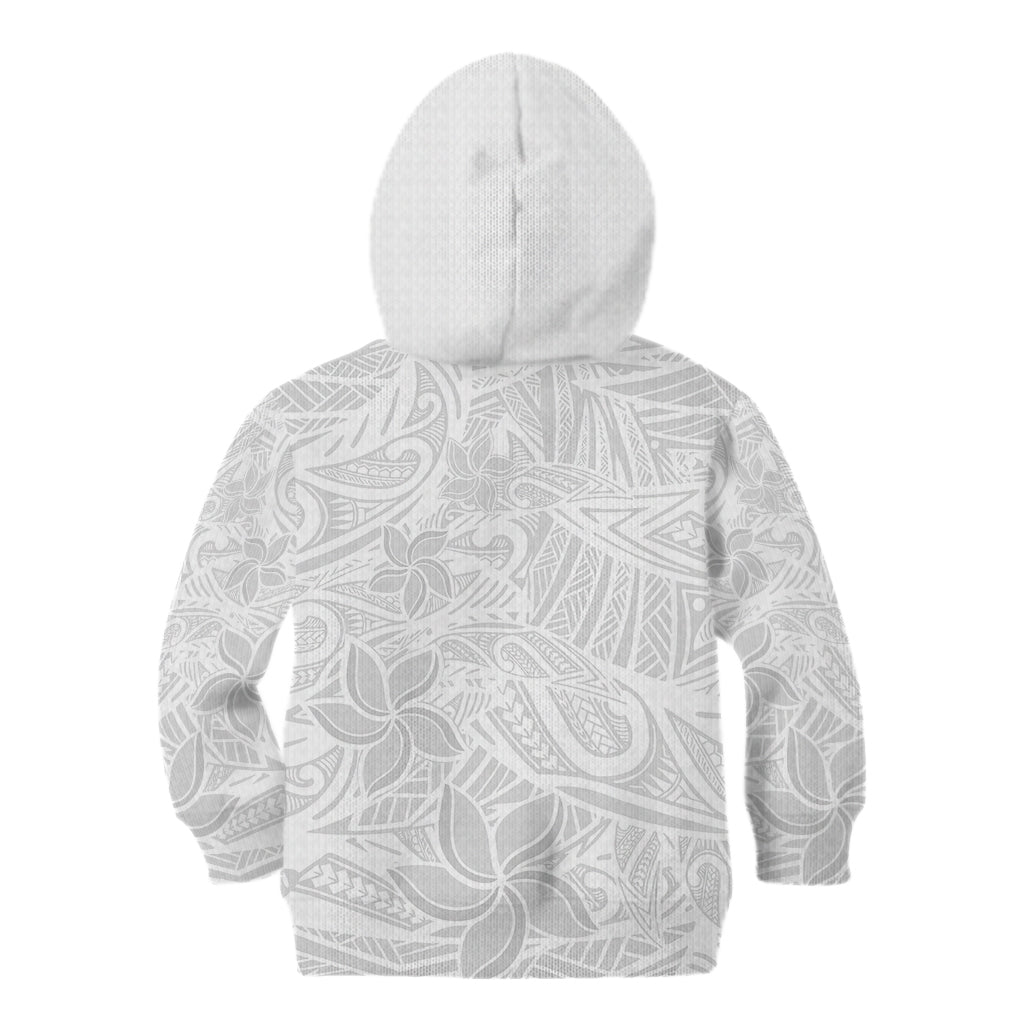 Polynesia White Sunday Kid Hoodie Polynesian Pattern With Tropical Flowers LT14 - Polynesian Pride