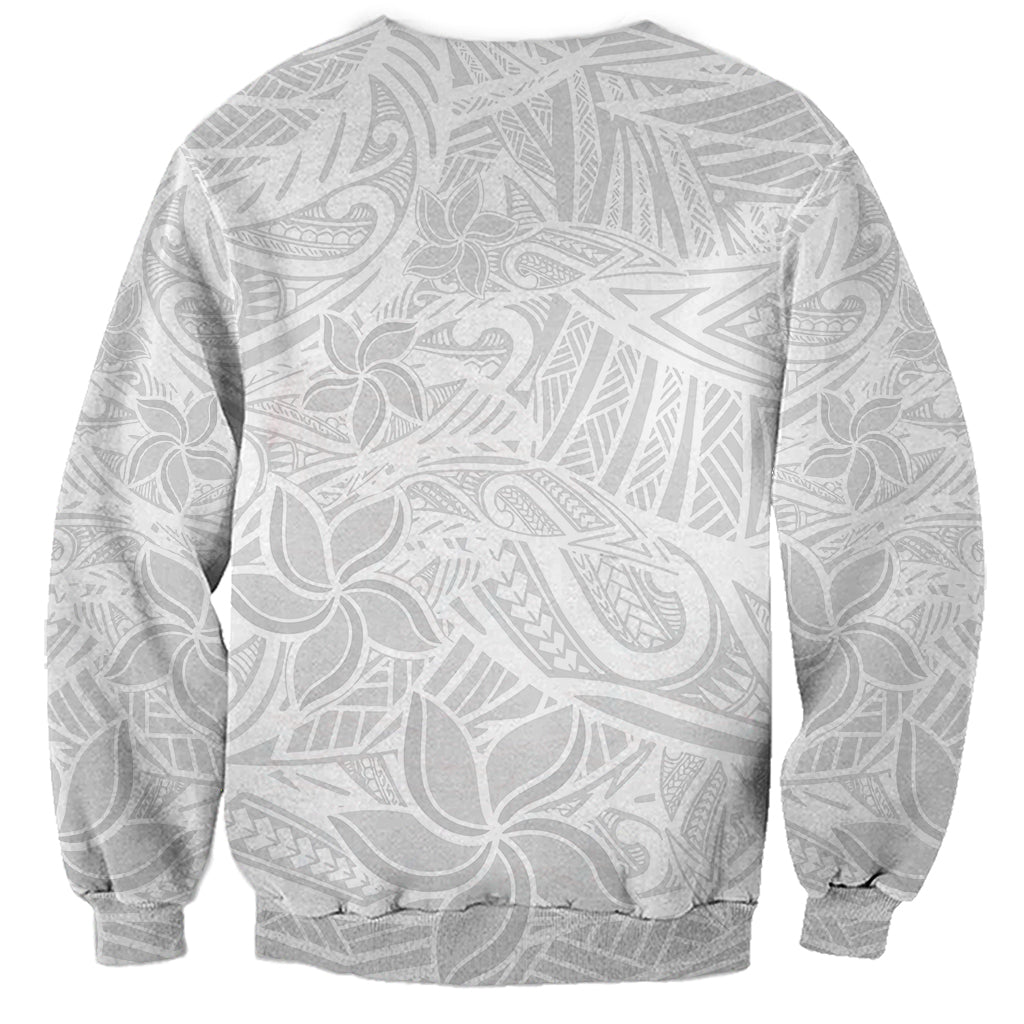 Polynesia White Sunday Sweatshirt Polynesian Pattern With Tropical Flowers LT14 - Polynesian Pride