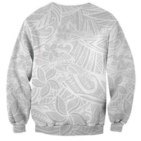 Polynesia White Sunday Sweatshirt Polynesian Pattern With Tropical Flowers LT14 - Polynesian Pride