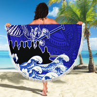 Personalised American Samoa Fautasi Race Beach Blanket Eagle With Polynesian Pattern LT14 - Wonder Print Shop