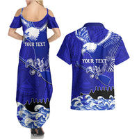 Personalised American Samoa Fautasi Race Couples Matching Summer Maxi Dress and Hawaiian Shirt Eagle With Polynesian Pattern LT14 - Polynesian Pride