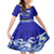 Personalised American Samoa Fautasi Race Kid Short Sleeve Dress Eagle With Polynesian Pattern LT14 KID Blue - Polynesian Pride