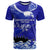 Personalised American Samoa Fautasi Race T Shirt Eagle With Polynesian Pattern LT14 Blue - Polynesian Pride