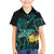 New Zealand Fantail Bird Family Matching Summer Maxi Dress and Hawaiian Shirt Maori Piwakawaka Kowhai - Paua Shell Pattern