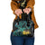 New Zealand Fantail Bird Shoulder Handbag Maori Piwakawaka Kowhai - Paua Shell Pattern