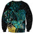 New Zealand Fantail Bird Sweatshirt Maori Piwakawaka Kowhai - Paua Shell Pattern