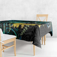 New Zealand Fantail Bird Tablecloth Maori Piwakawaka Kowhai - Paua Shell Pattern