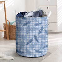 Blue Palaka Hawaii Palapalai Laundry Basket Hawaiian Fern - Polynesian Pride