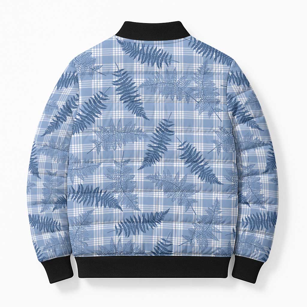 Blue Palaka Hawaii Palapalai Bomber Puffer Jacket Hawaiian Fern - Polynesian Pride