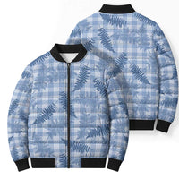 Blue Palaka Hawaii Palapalai Bomber Puffer Jacket Hawaiian Fern - Polynesian Pride