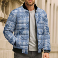 Blue Palaka Hawaii Palapalai Bomber Puffer Jacket Hawaiian Fern - Polynesian Pride