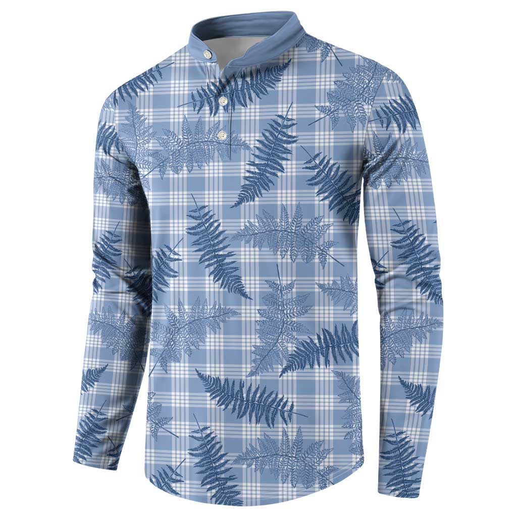 Blue Palaka Hawaii Palapalai Button Sweatshirt Hawaiian Fern - Polynesian Pride