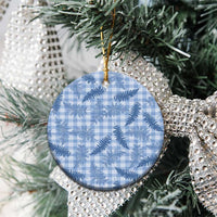 Blue Palaka Hawaii Palapalai Ceramic Ornament Hawaiian Fern - Polynesian Pride