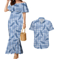 Blue Palaka Hawaii Palapalai Couples Matching Mermaid Dress and Hawaiian Shirt Hawaiian Fern - Polynesian Pride