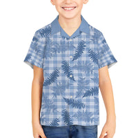 Blue Palaka Hawaii Palapalai Family Matching Off The Shoulder Long Sleeve Dress and Hawaiian Shirt Hawaiian Fern - Polynesian Pride