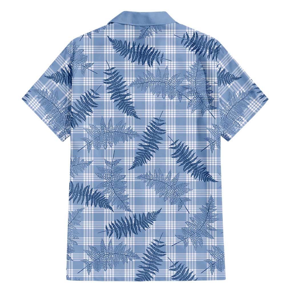 Blue Palaka Hawaii Palapalai Family Matching Off Shoulder Short Dress and Hawaiian Shirt Hawaiian Fern LT14 - Polynesian Pride