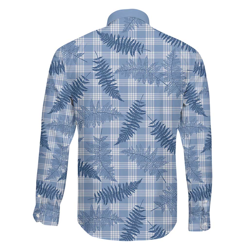 Blue Palaka Hawaii Palapalai Family Matching Off Shoulder Short Dress and Hawaiian Shirt Hawaiian Fern LT14 - Polynesian Pride