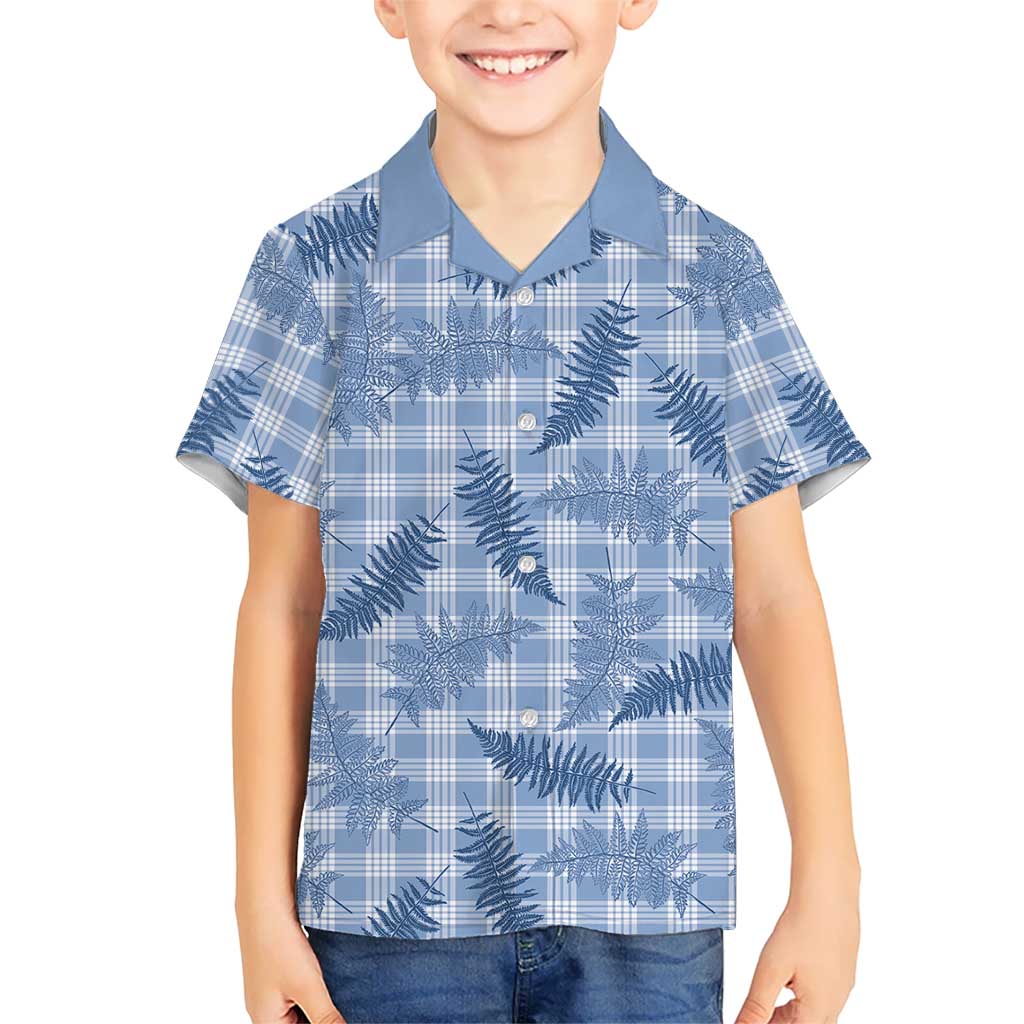 Blue Palaka Hawaii Palapalai Family Matching Puletasi and Hawaiian Shirt Hawaiian Fern LT14 Son's Shirt Blue - Polynesian Pride