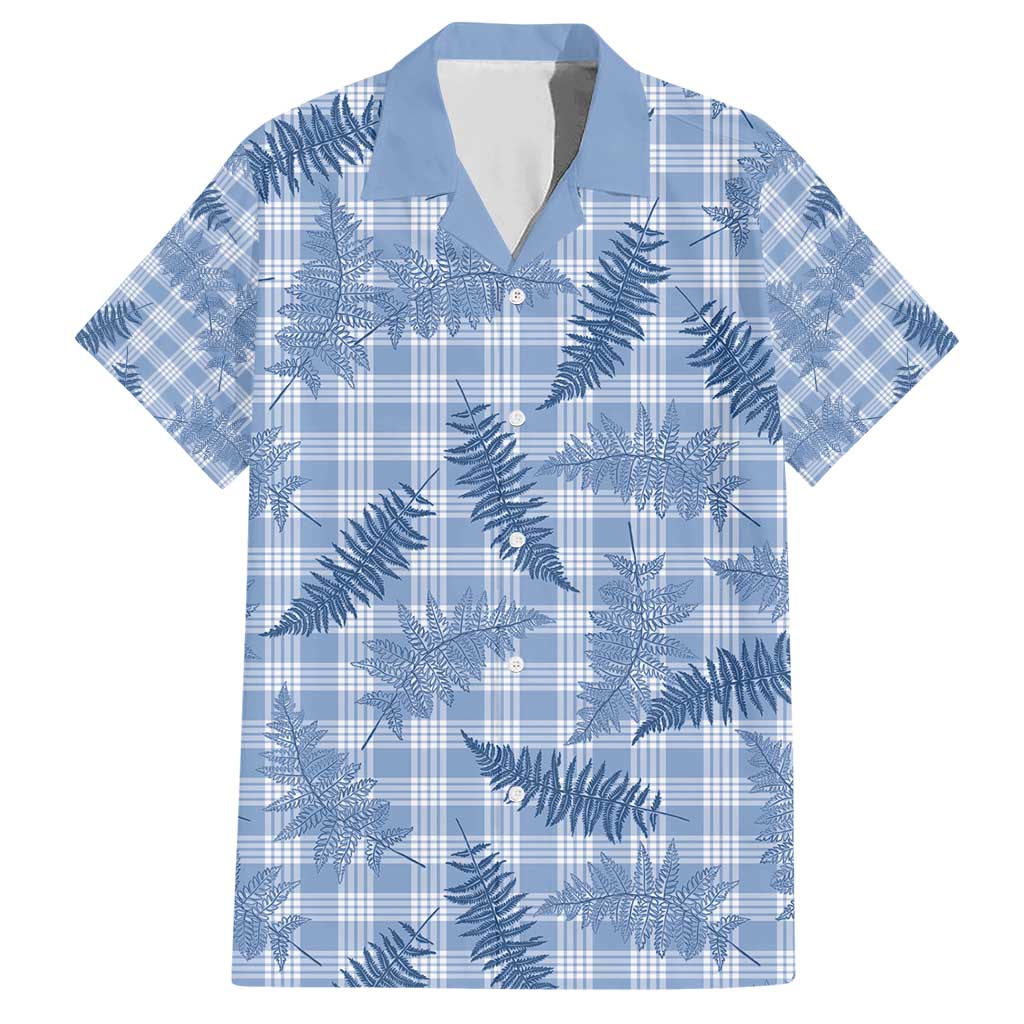 Blue Palaka Hawaii Palapalai Family Matching Short Sleeve Bodycon Dress and Hawaiian Shirt Hawaiian Fern - Polynesian Pride