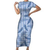 Blue Palaka Hawaii Palapalai Family Matching Short Sleeve Bodycon Dress and Hawaiian Shirt Hawaiian Fern - Polynesian Pride