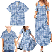 Blue Palaka Hawaii Palapalai Family Matching Summer Maxi Dress and Hawaiian Shirt Hawaiian Fern - Polynesian Pride