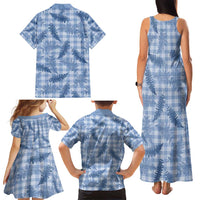 Blue Palaka Hawaii Palapalai Family Matching Tank Maxi Dress and Hawaiian Shirt Hawaiian Fern - Polynesian Pride