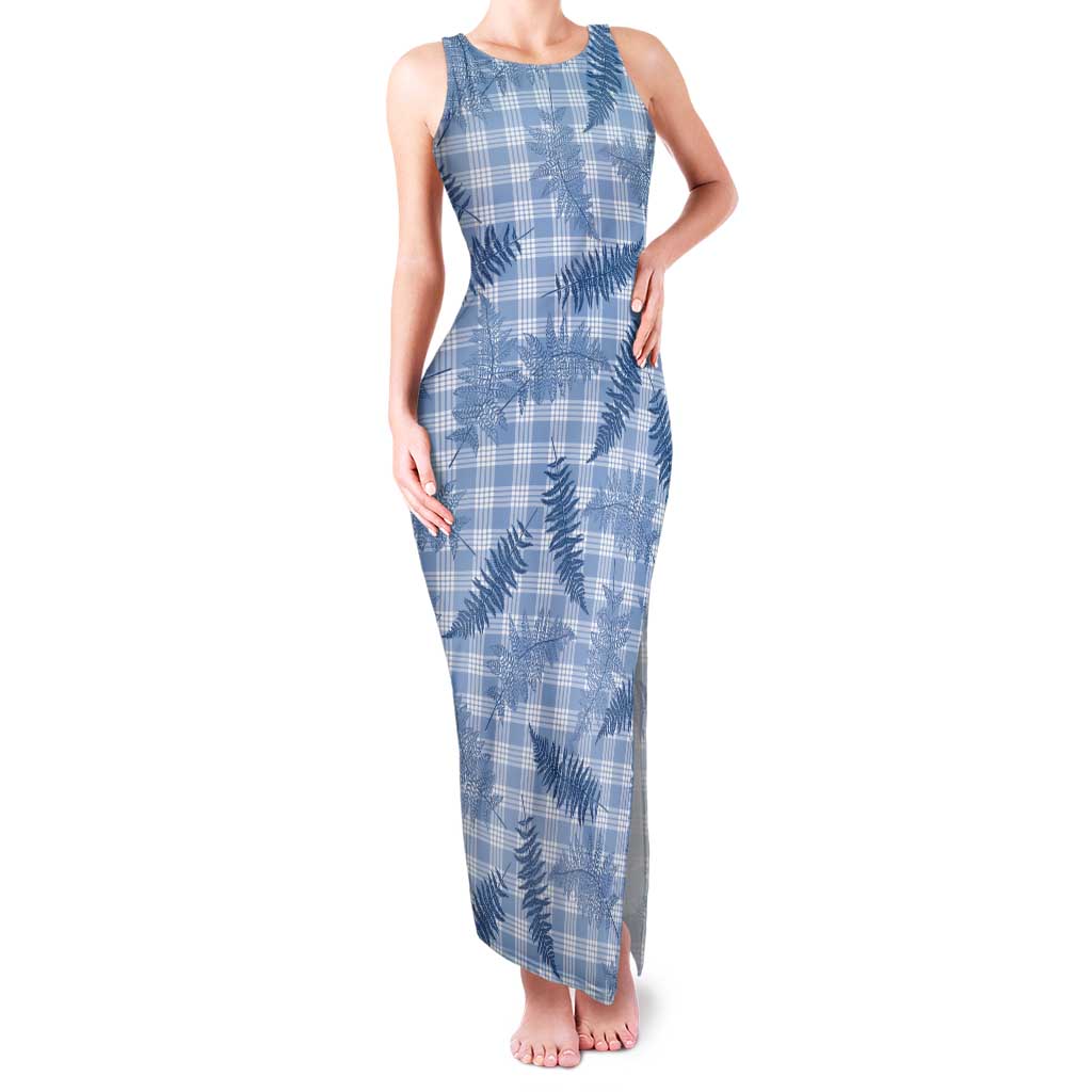Blue Palaka Hawaii Palapalai Family Matching Tank Maxi Dress and Hawaiian Shirt Hawaiian Fern - Polynesian Pride