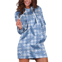 Blue Palaka Hawaii Palapalai Hoodie Dress Hawaiian Fern LT14 Blue - Polynesian Pride