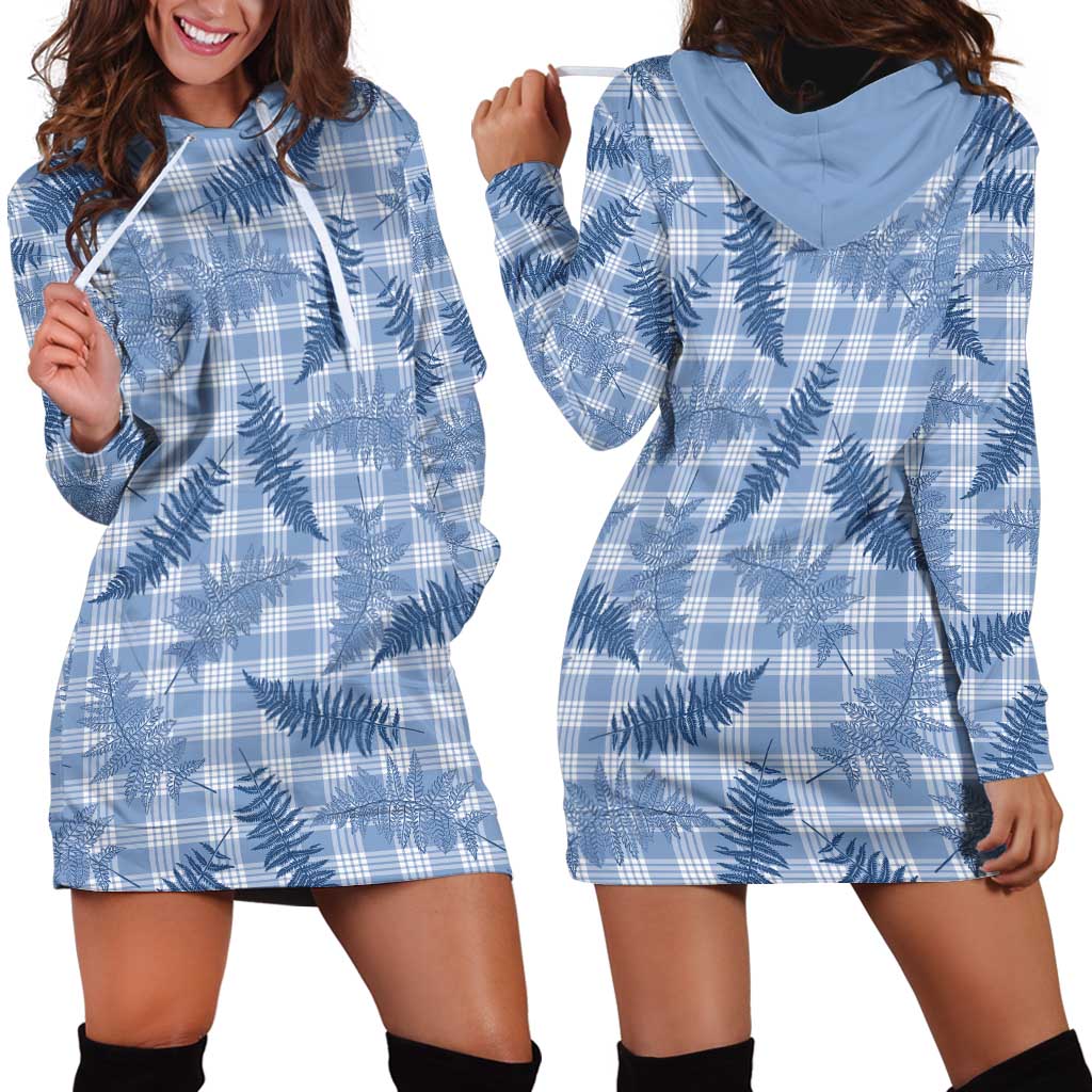 Blue Palaka Hawaii Palapalai Hoodie Dress Hawaiian Fern LT14 - Polynesian Pride
