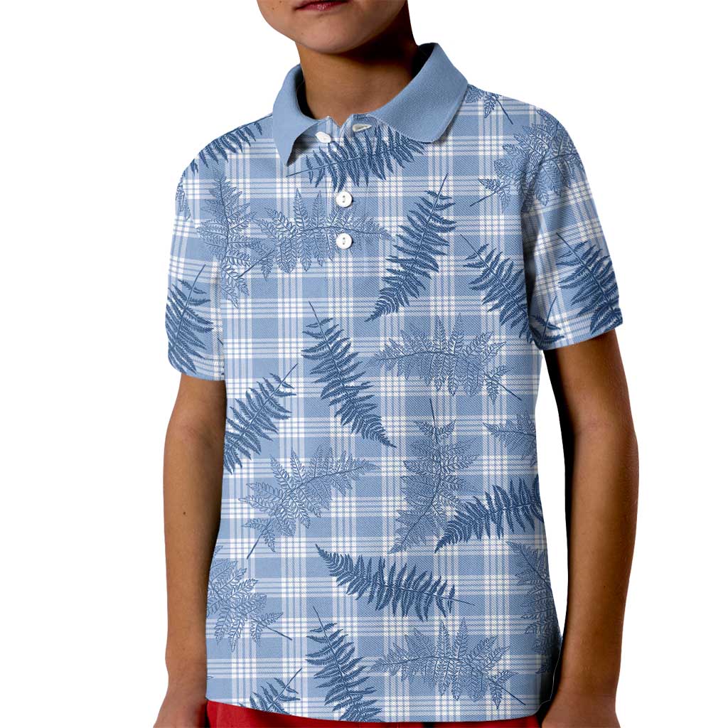 Blue Palaka Hawaii Palapalai Kid Polo Shirt Hawaiian Fern LT14 Kid Blue - Polynesian Pride