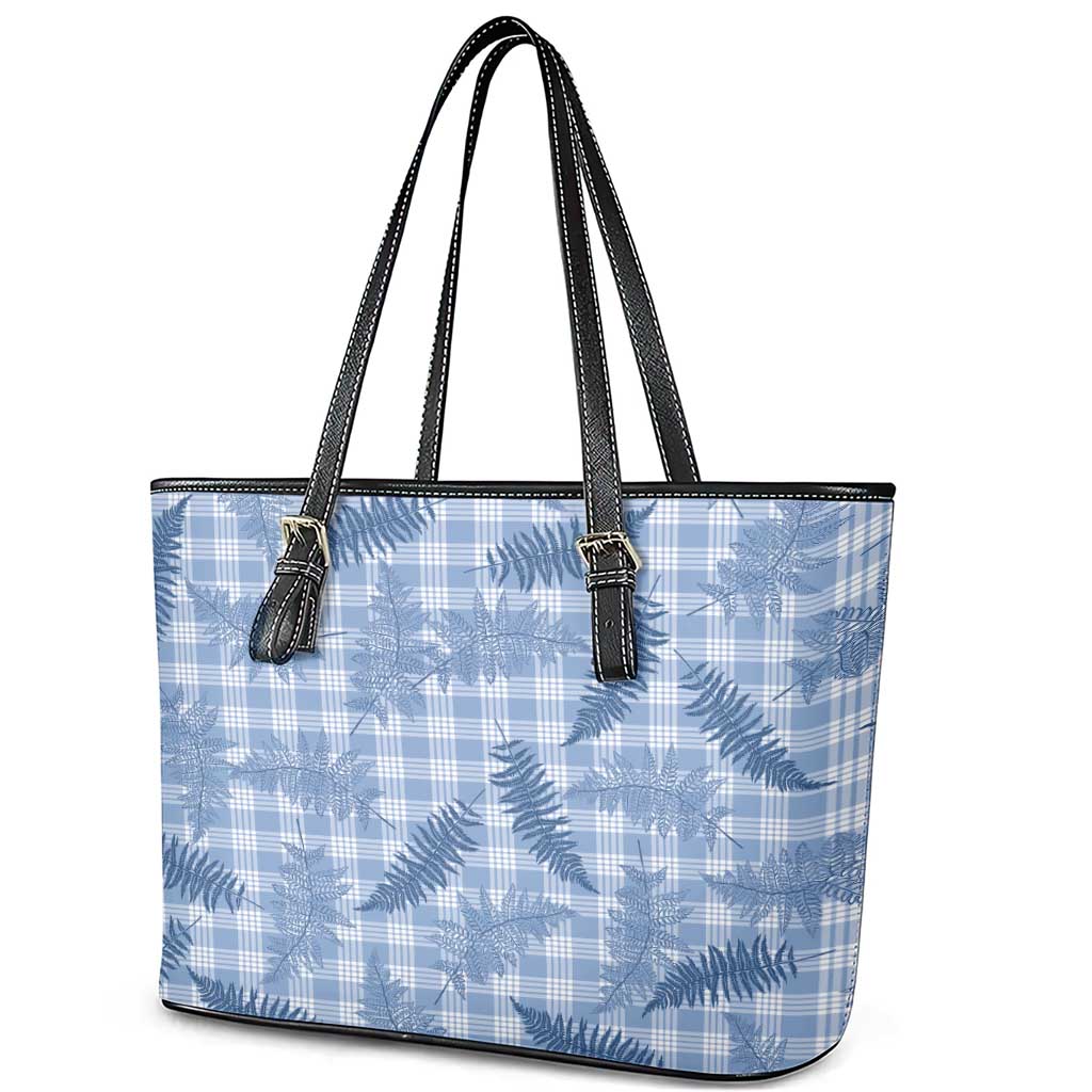 Blue Palaka Hawaii Palapalai Leather Tote Bag Hawaiian Fern - Polynesian Pride
