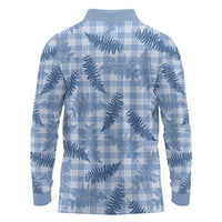 Blue Palaka Hawaii Palapalai Long Sleeve Polo Shirt Hawaiian Fern - Polynesian Pride