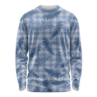 Blue Palaka Hawaii Palapalai Long Sleeve Shirt Hawaiian Fern - Polynesian Pride