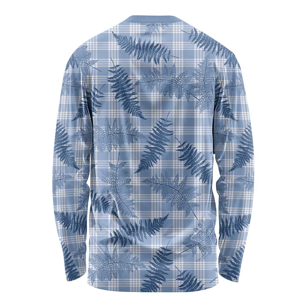 Blue Palaka Hawaii Palapalai Long Sleeve Shirt Hawaiian Fern - Polynesian Pride