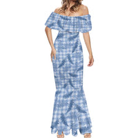 Blue Palaka Hawaii Palapalai Mermaid Dress Hawaiian Fern - Polynesian Pride