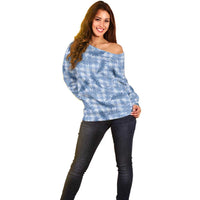 Blue Palaka Hawaii Palapalai Off Shoulder Sweater Hawaiian Fern LT14 - Polynesian Pride