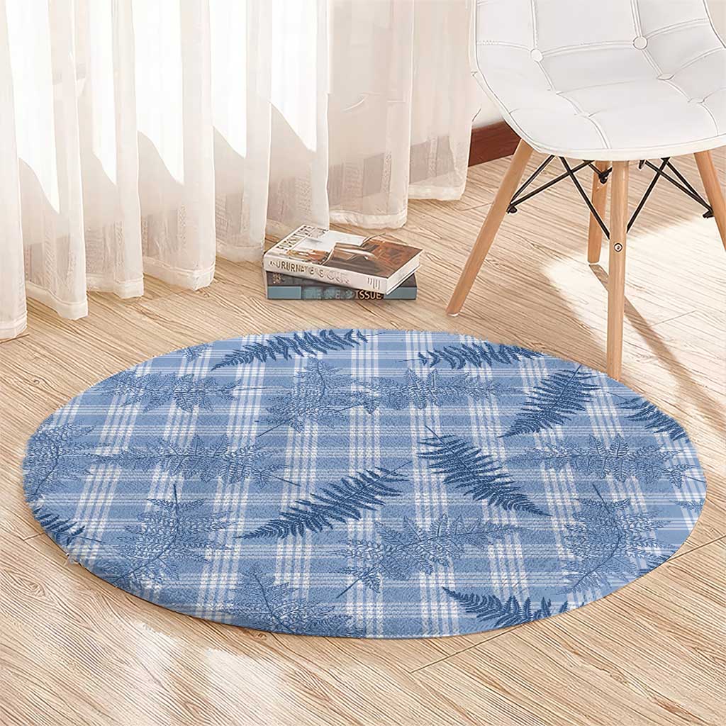 Blue Palaka Hawaii Palapalai Round Carpet Hawaiian Fern - Polynesian Pride