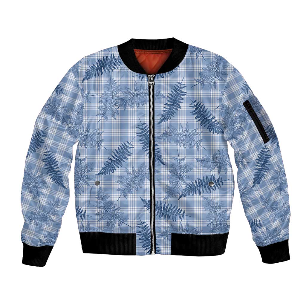 Blue Palaka Hawaii Palapalai Sleeve Zip Bomber Jacket Hawaiian Fern LT14 Unisex Blue - Polynesian Pride