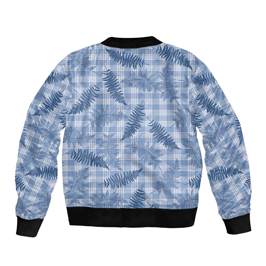 Blue Palaka Hawaii Palapalai Sleeve Zip Bomber Jacket Hawaiian Fern LT14 - Polynesian Pride